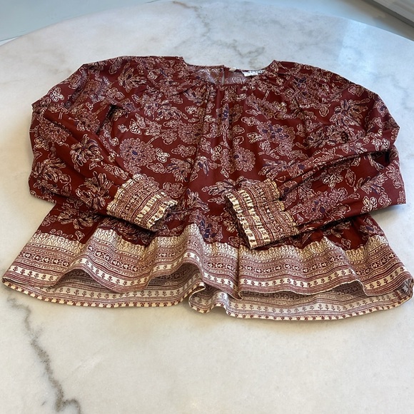 NWOT VERONICA BEARD KESTER BROWN FLORAL PRINT TOP. 8 - Picture 6 of 11